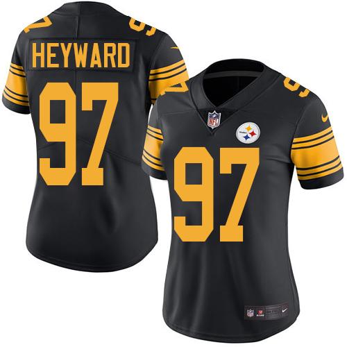 Nike Steelers #97 Cameron Heyward Black Women's Stitched NFL Limited Rush Jersey